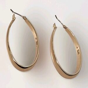 RLM Soho Robert Lee Morris Gold Tone Elongated Teardrop Hoop Earrings 2 Inch